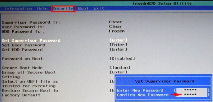 Як відключити Secure Boot на ноутбуці Acer Aspire