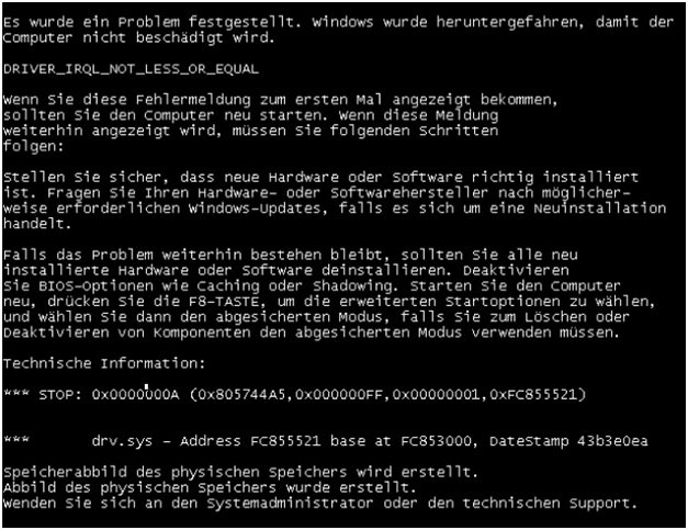 Код помилки 0x0000000a на ОС Windows 7