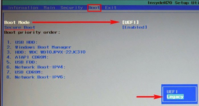 Як відключити Secure Boot на ноутбуці Acer Aspire