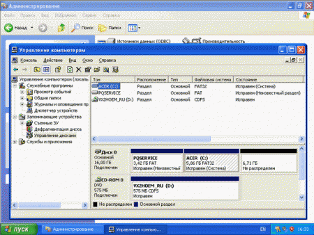 Створення прихованого розділу для передвстановленою Windows XP