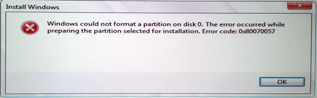 Що робити якщо виникає помилка 0x80070057 під час установки Windows 7?