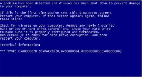 Синій екран з помилкою 0x0000007b при установці Windows XP