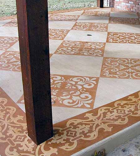 35 ідей для дачі: бетонна підлога на веранді з розписом