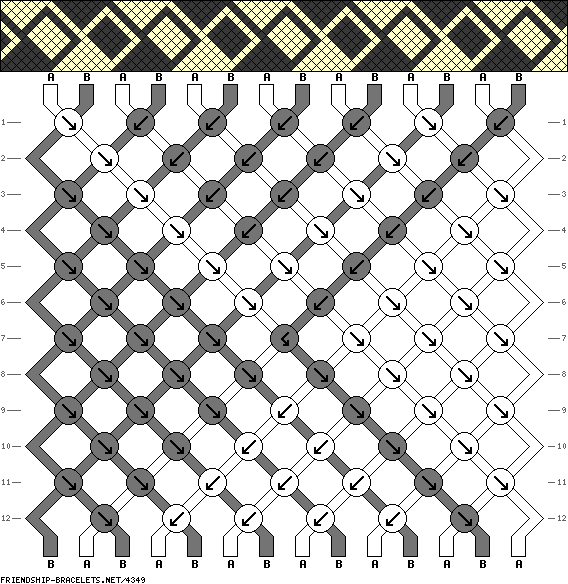 Схеми чорно білих фенечок косим плетінням
