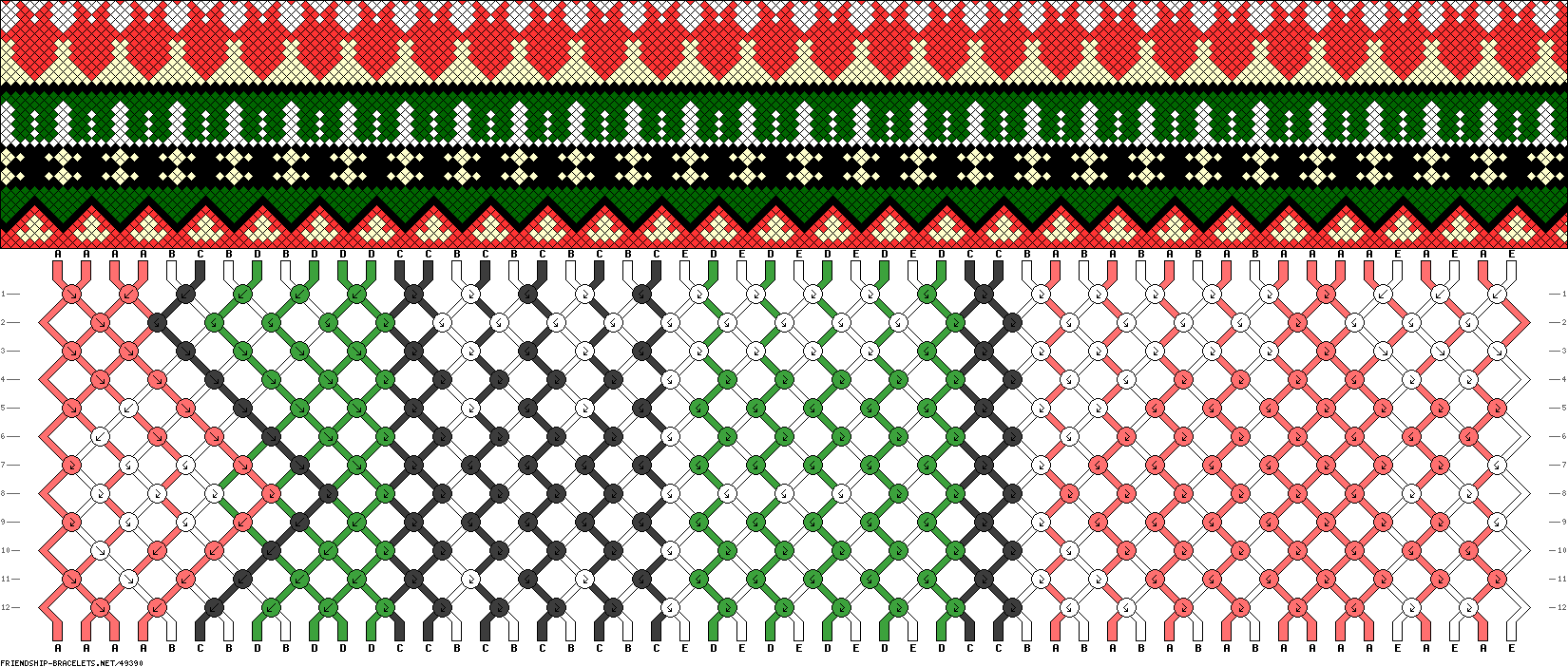 Схеми фенечок на новорічну тематику косим плетінням