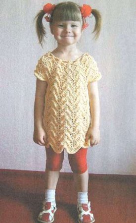 Туніка з намистинами для дівчинки (4 5 років). Вязання для дітей.