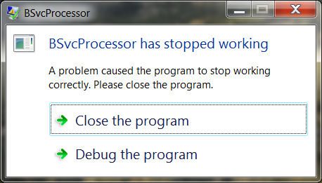 Як вирішити проблему із запуском програми bsvcprocessor?