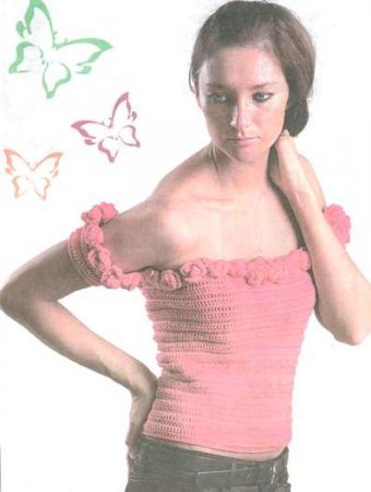 Рожева кофтинка корсет. Вязання спицями для жінок.