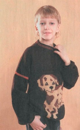 Пуловер з собачкою на 10 12 років. Вязання для дітей.