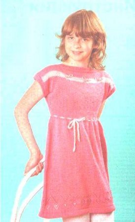 Рожеве плаття туніка на 8 9 років. Вязання для дітей.