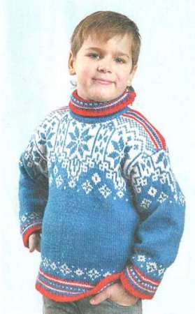 Пуловер зі скандинавським візерунком на 5 6 років. Вязання для дітей.