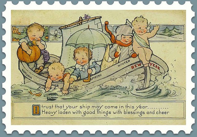 Англійські листівки з Новим роком з дітьми