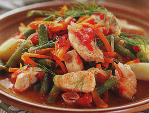 Різнобарвне овочеве рагу з куркою в мультиварках Редмонд і Поларіс. Покрокові рецепти з фото.