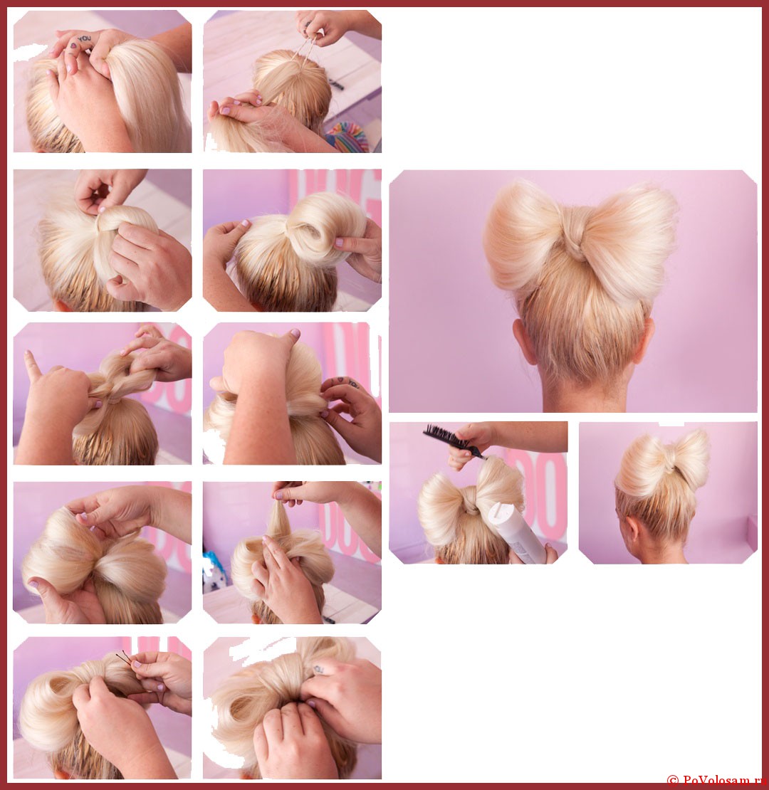 Як зробити зачіску бант з волосся: Покрокова інструкція, схема, фото і відео