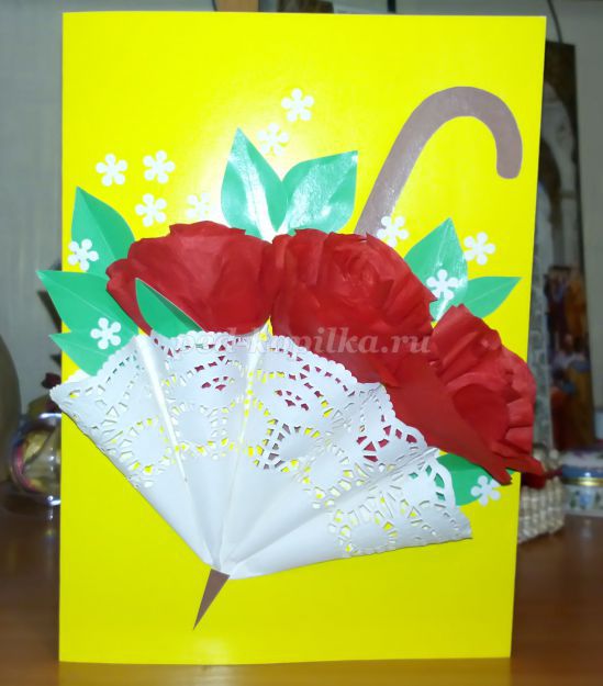 Обємна листівка «Парасолька з квітами» своїми руками. Майстер клас з покроковими фото