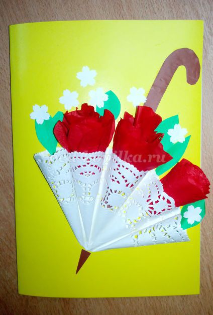Обємна листівка «Парасолька з квітами» своїми руками. Майстер клас з покроковими фото