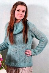 Сіро блакитний пухнастий пуловер