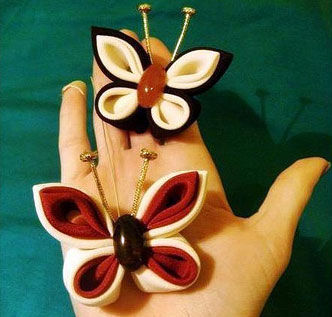 Витончена канзаші метелик — саморобна шпилька для волосся