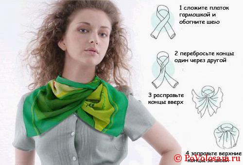 Як красиво завязати хустку на голові або шиї + фото