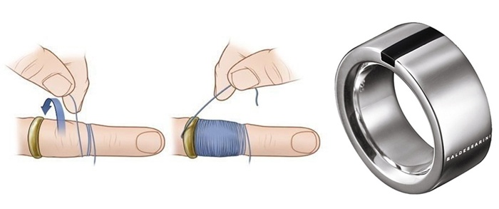 Як зняти кільце з опухлого пальця ниткою: золоте і обручку