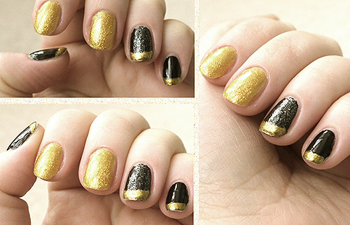 Дизайн нігтів   чорний френч з золотом ФОТО + Майстер клас