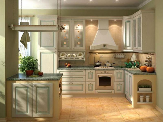 Дизайн кухні заміського будинку в класичному стилі
