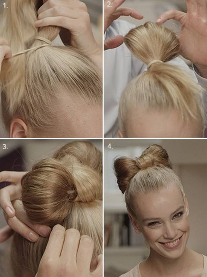 Покрокова інструкція зачіски «Бантик з волосся»