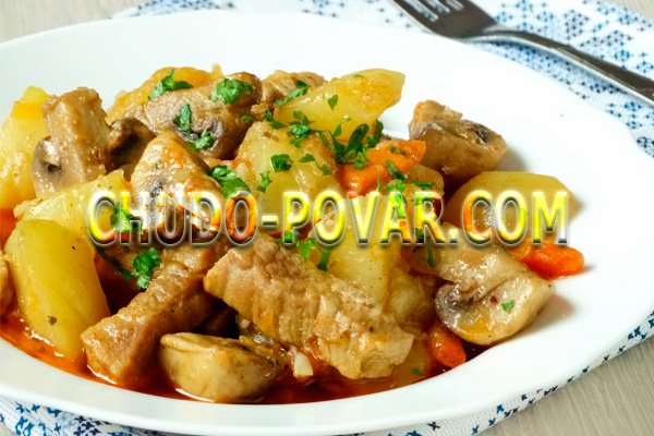 Картопля тушкована з мясом   покроковий рецепт | Диво Кухар
