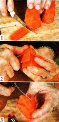 Як зробити квіти з моркви для прикраси страв, покрокові фото