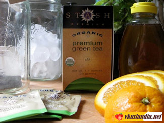 Зелений чай з мятою і цытрусами, фото рецепт
