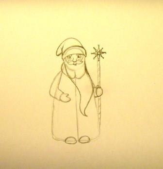 Як намалювати діда Мороза поетапно олівцем, інструкція для початківців