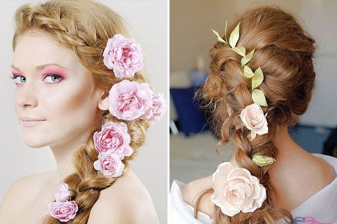 Зачіски з квітами у волоссі: ТОП 50 красивих фото ідей