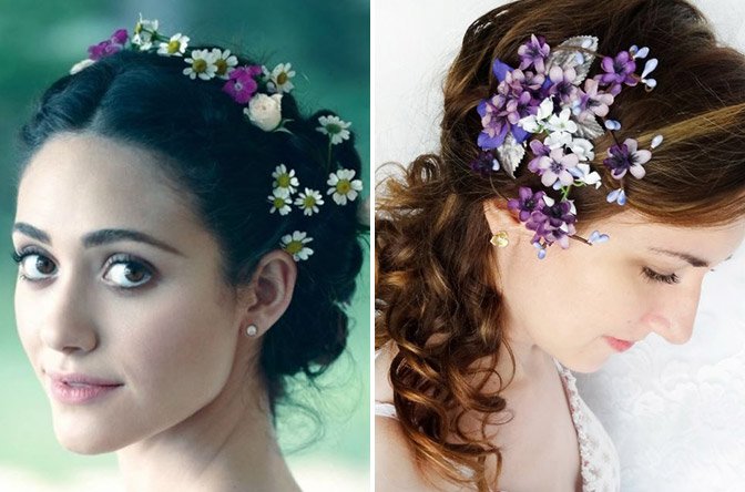 Зачіски з квітами у волоссі: ТОП 50 красивих фото ідей