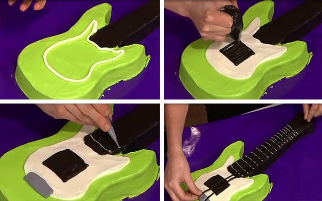 Торт у вигляді «Гітари» оформлене з мастики або кремом