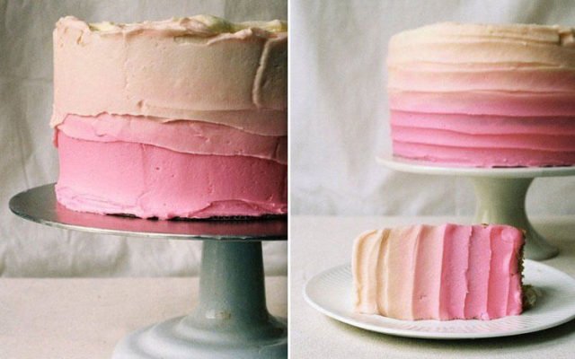 Як зробити і прикрасити торт у стилі «Омбре» від темного до світлого?