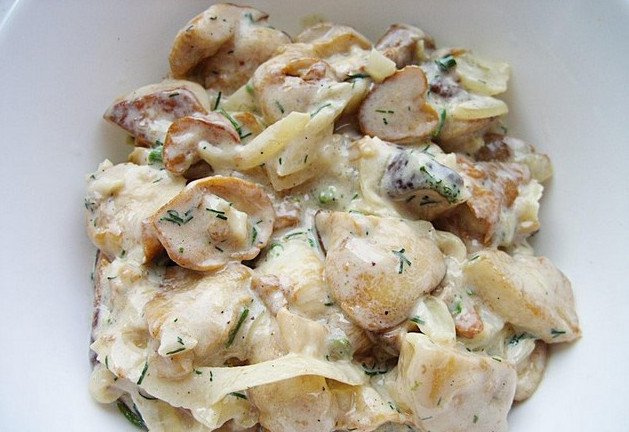 Білі гриби з вершками: соус, соус, рецепти приготування з фото, калорійність