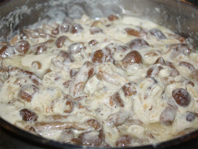 Опеньки в сметані на сковороді: рецепти приготування з цибулею і сиром