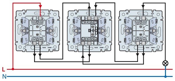 Прохідний вимикач: різновиди та схеми підключення